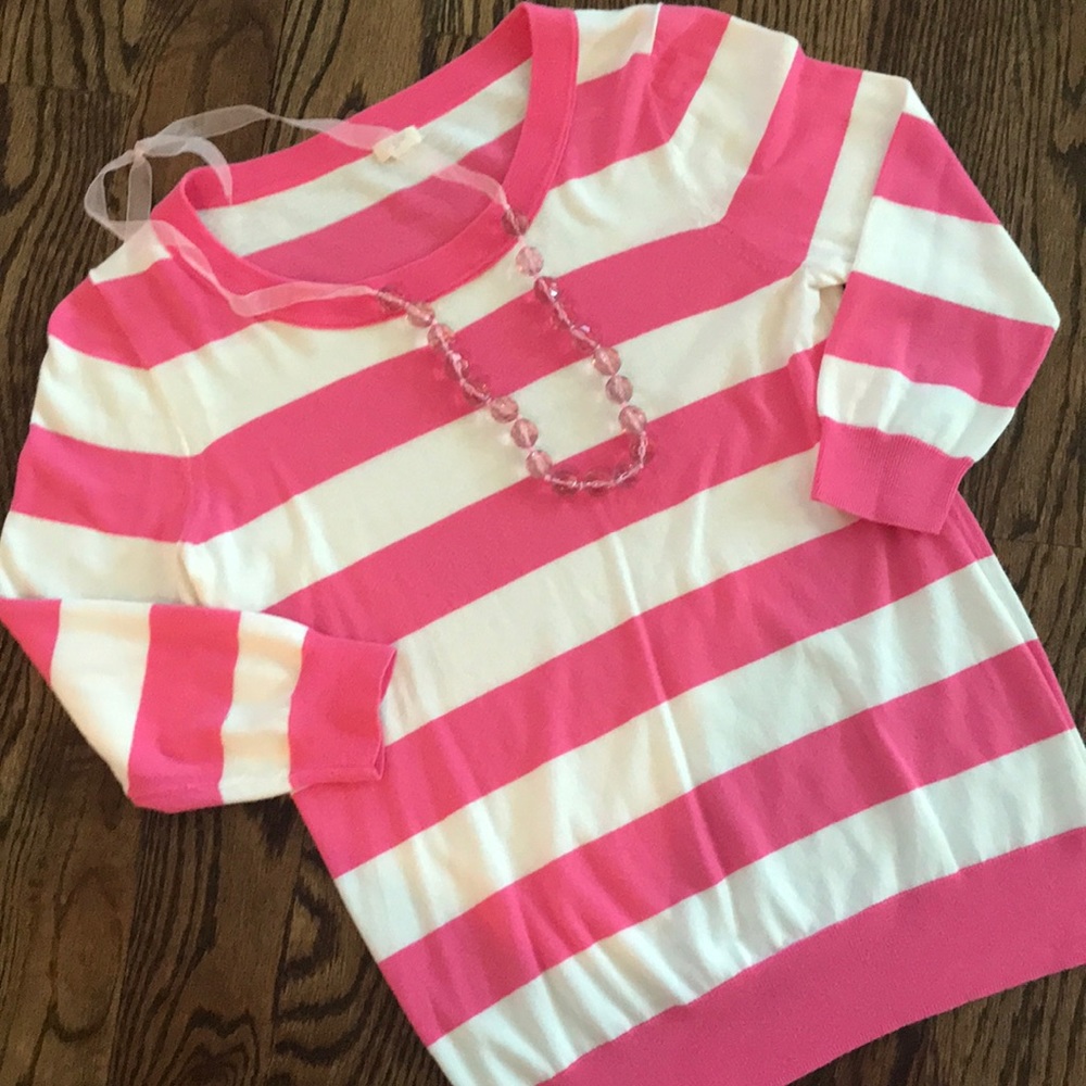 Pink & white JCrew sweater